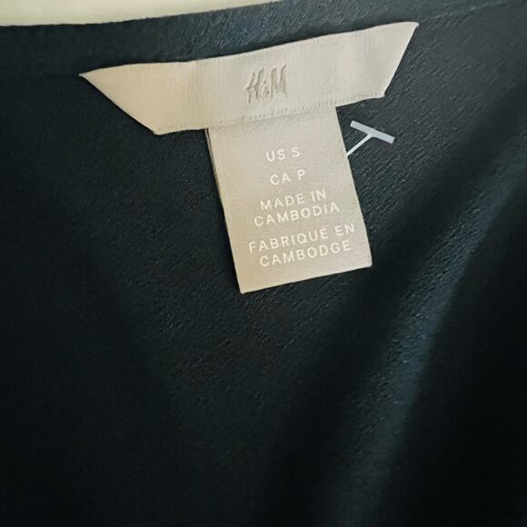 H&M Long Sleeve Surplice Neck Flare Hem Dress Suze 4 Hunter Green - Picture 4 of 7